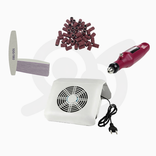 Kit Unghie Professionale – Fresa Elettrica, Aspiratore, Set di Cilindri Abrasivi e Lime Inclusi