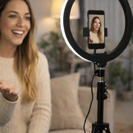 Luce ad anello led da 12 pollici con supporto per telefono e video