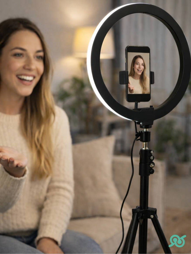 Luce ad anello led da 12 pollici con supporto per telefono e video