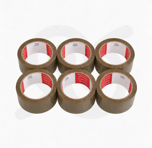 Nastro Adesivo Avana Beige Silenzioso 6 Rotoli, Imballaggio per Pacchi e Spedizioni