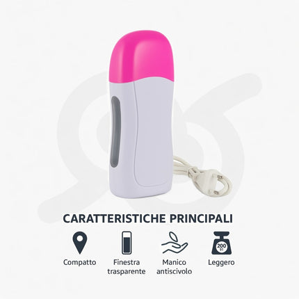 Manipolo professionale a rullo per la cera con finestra di livello per depilazione