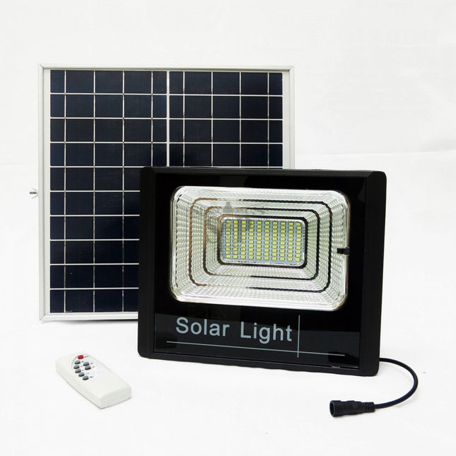 Faro A Led Da 50W SMD Luce Bianca Con Pannello Solare, Sensore E Telecomando