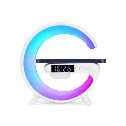 Lampada con la ricarica wireless e con la sveglia e con l'altoparlante Bluetooth