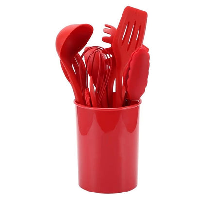 Set Di 11 Utensili Cucina In Silicone Resistenti Al Calore Con Manico In Legno