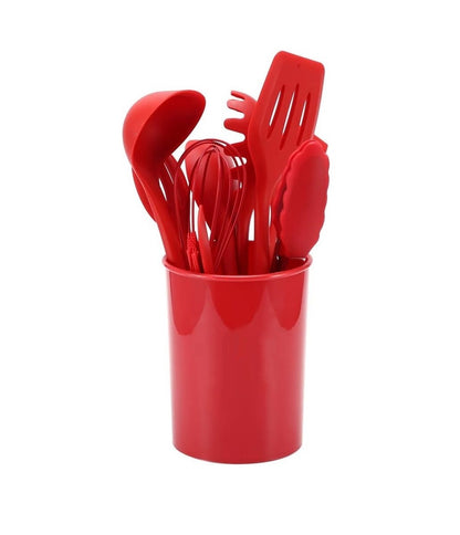 Set Di 11 Utensili Cucina In Silicone Resistenti Al Calore Con Manico In Legno