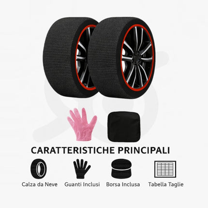 Calze Da Neve Auto Taglia L Antiscivolo Con Montaggio Rapido, Kit Per Guida Invernale