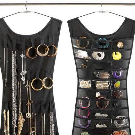 Porta gioielli da armadio a forma di abito con tasche trasparenti per accessori