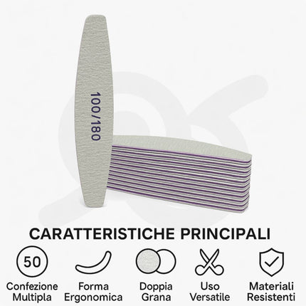 Set di lime professionali per le unghie con la doppia grana per la manicure
