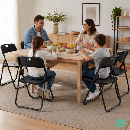 Set 6 Sedie Pieghevoli Richiudibili per Casa, Cucina, Ufficio, Eventi e Campeggio, Struttura in Acciaio con Seduta e Schienale in Plastica, Salvaspazio, Piedini Antiscivolo