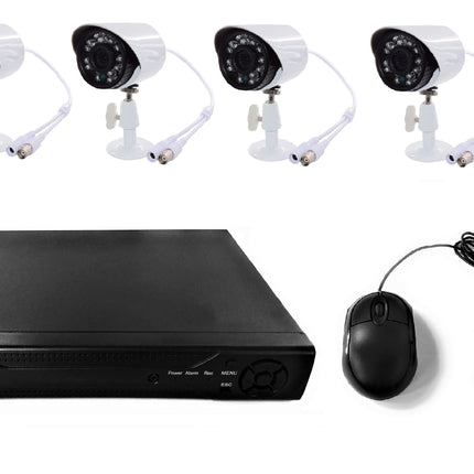 Kit Videosorveglianza 4 Canali Telecamere Infrarossi Dvr Alimentatori Prolunghe