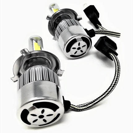 Coppia Di Lampade A Led Per Auto Moto C6 H4 6000K Fari Luce Bianca Lampadine