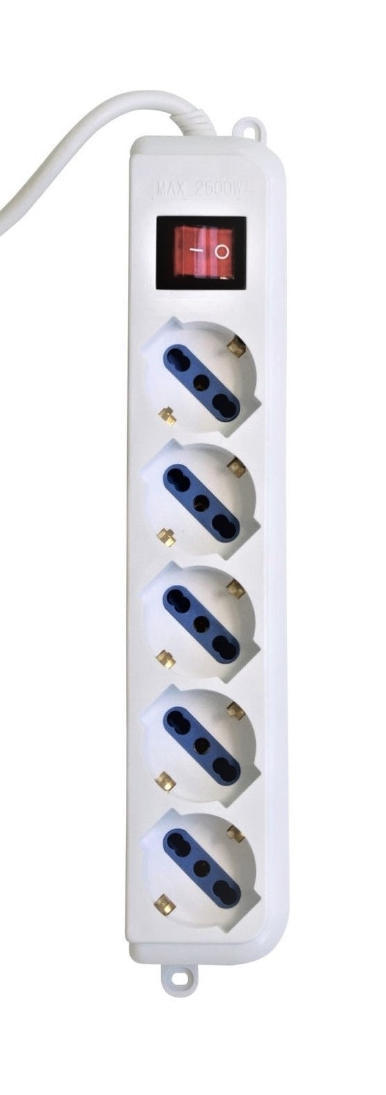 Ciabatta Multipresa Elettrica a 5 posti con interruttore e predisposizione per muro e scrivania