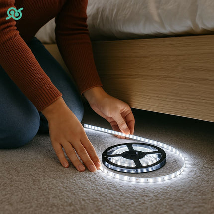 Striscia LED da 5 metri in bobina con il connettore e per le mensole e per esterni