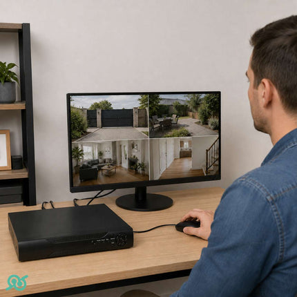Kit Videosorveglianza con 4 telecamere e videoregistratore per controllo remoto