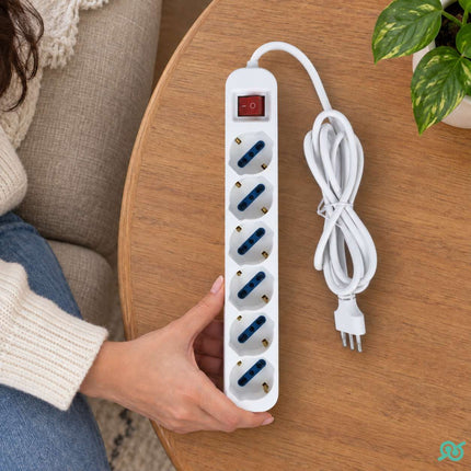 Ciabatta Multipresa elettrica a 6 posti con interruttore e cavo da 1,8 metri per parete