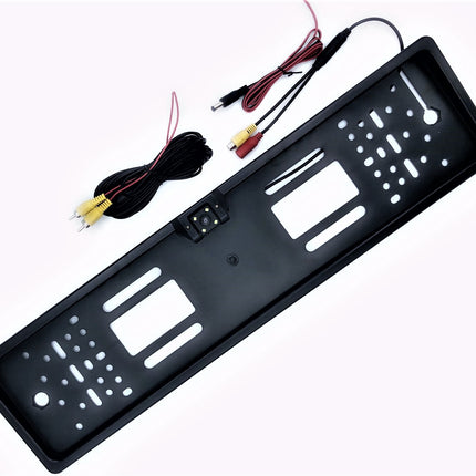 Kit Porta Targa Con Telecamera A 4 Led Flash Per Retromarcia Telaio Europeo