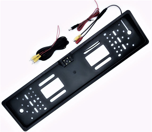 Kit Porta Targa Con Telecamera A 4 Led Flash Per Retromarcia Telaio Europeo
