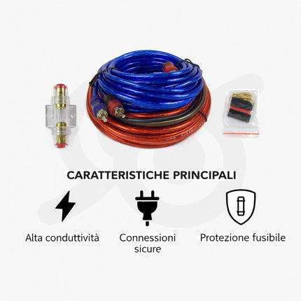 Kit di installazione amplificatore auto, set completo per un cablaggio professionale