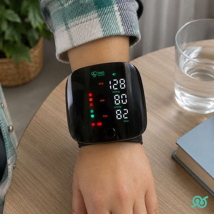 Misuratore Di Pressione Da Polso Digitale Automatico Con Display e Ricarica USB con Rilevazione Battito Cardiaco E Memoria Dati