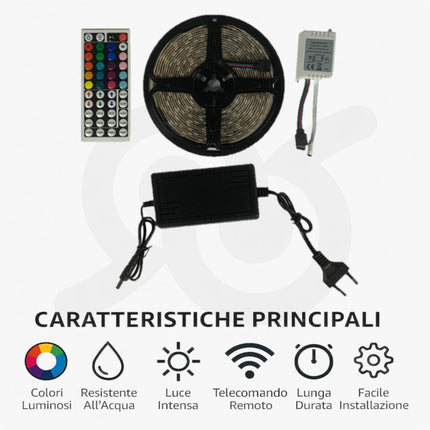 Kit striscia LED flessibile con il telecomando e con l'alimentatore e per la casa