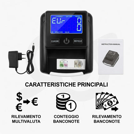 Rilevatore Banconote False Automatico UV MG IR con Conteggio Valore