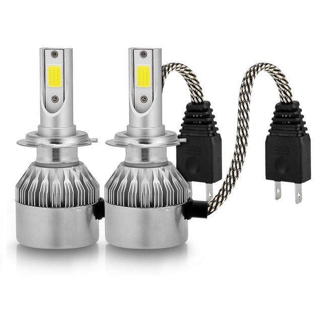 Coppia Di Lampade A Led Per Auto Moto C6 H7 6000K Fari Luce Bianca Lampadine