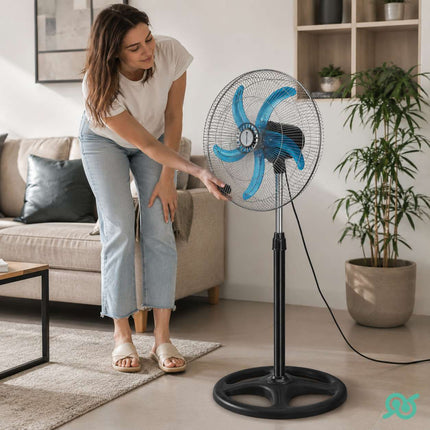 Ventilatore a piantana 3 in 1 100W, diametro 50 cm, oscillazione automatica, 3 velocità da tavolo o a parete