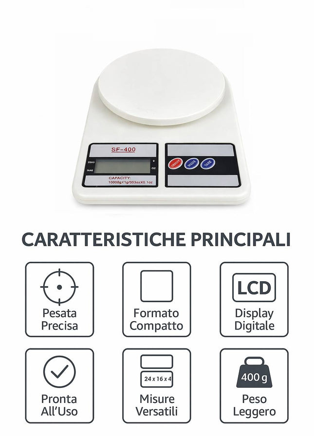 Bilancia digitale da cucina con la precisione e con le batterie AA e